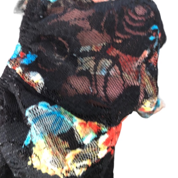 Love J. Floral Mesh Crotchet Crop SZ S - Picture 6 of 13